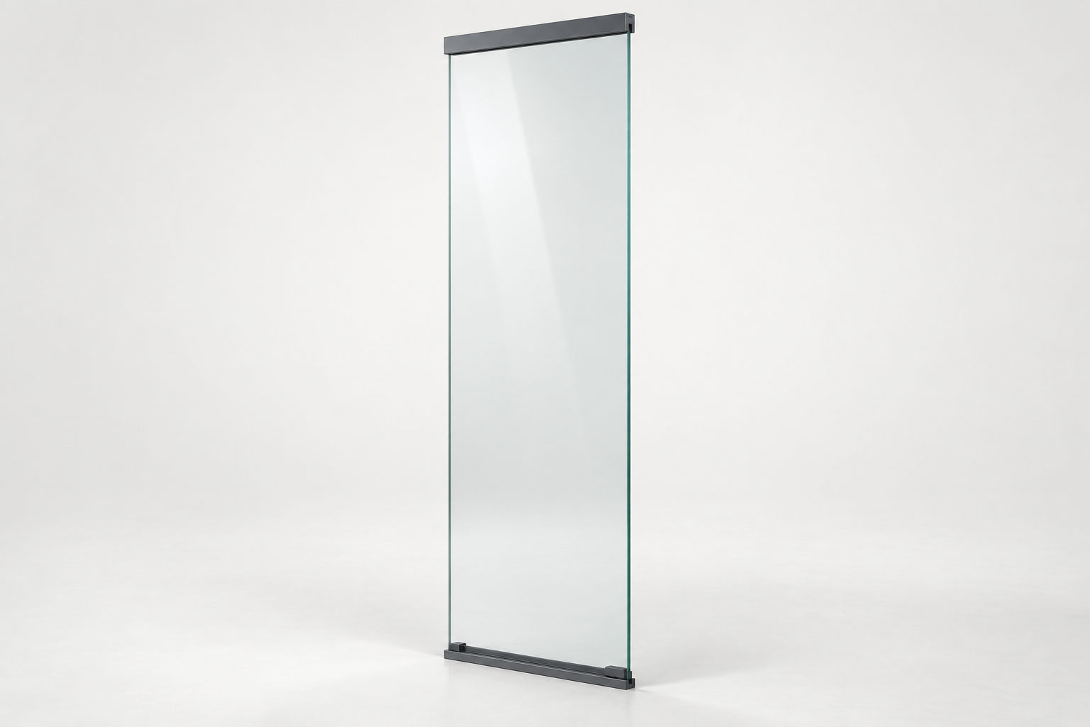 Productrender: 1-rail glazen schuifwand, Antraciet