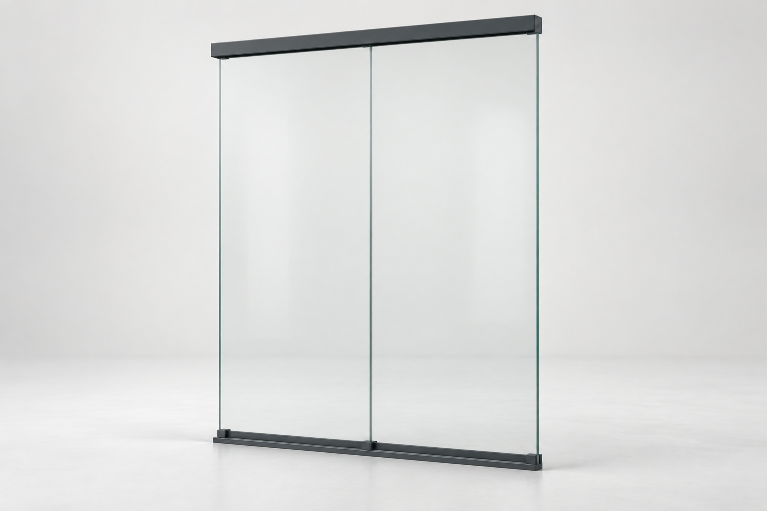 Productrender: 2-rail glazen schuifwand, Antraciet